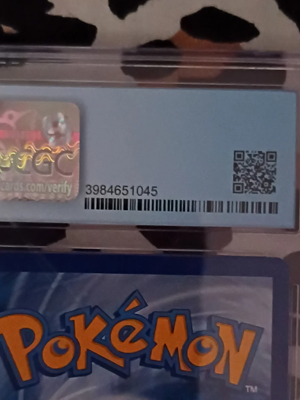 Pokemon Blue-Back Trading Card in Clear Case with Yellow Logo